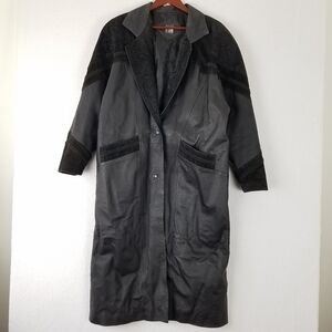 VINTAGE Greg Bell Leather Trench Coat Paisley Suede Accents